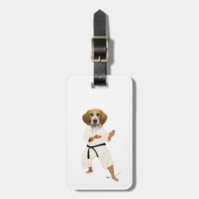 Karate Beagle Gepäckanhänger (Vorderseite vertikal)