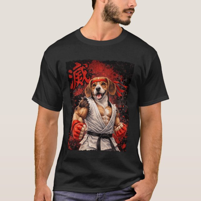 Karate-Beagle-Hund-Kämpfer T-Shirt (Vorderseite)