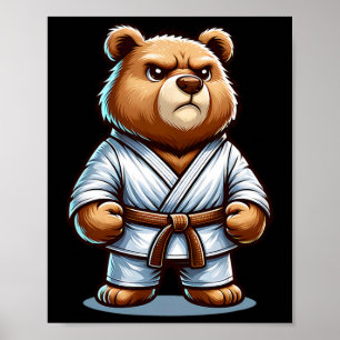 Karate Bear Martial Art Brown Bear Poster