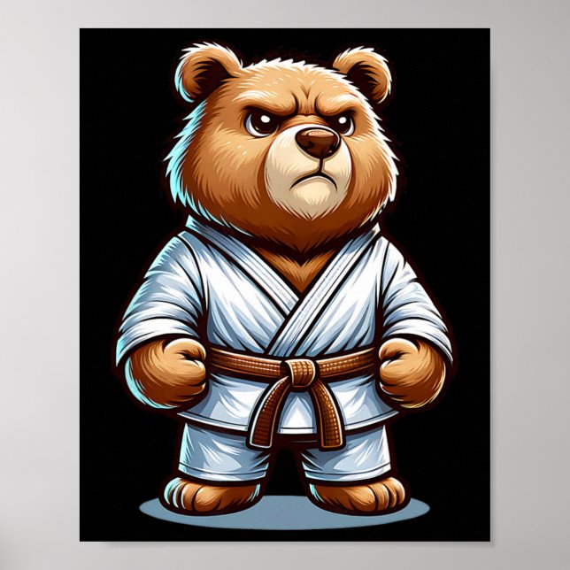 Karate Bear Martial Art Brown Bear Poster (Vorne)