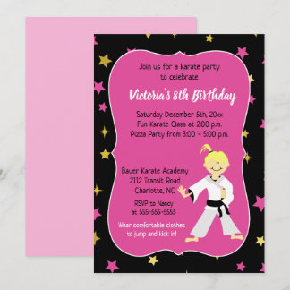 Karate Birthday Einladung Girl Black Belt