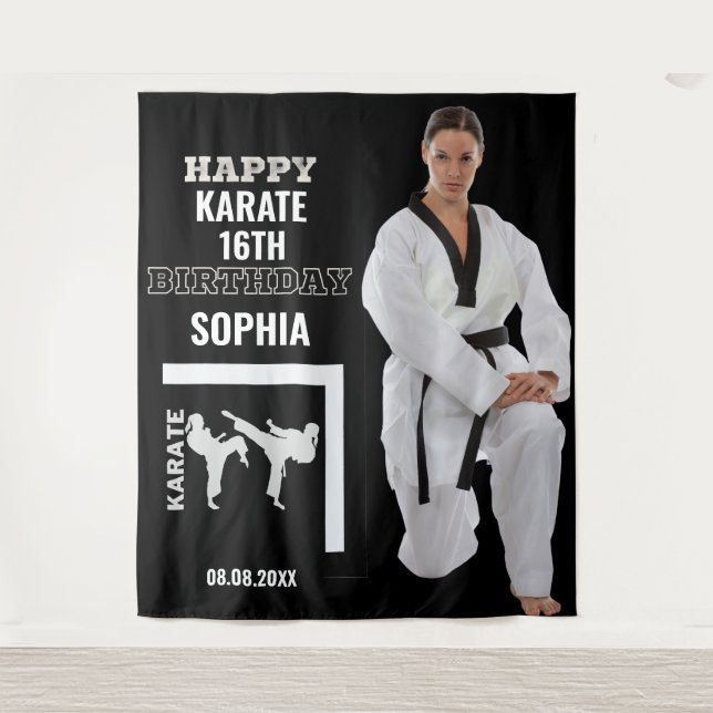 Karate Birthday, Karate Girl Player Backdrops Wandteppich (Vorderseite)
