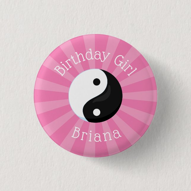 Karate Birthday Party Girl Button (Vorderseite)