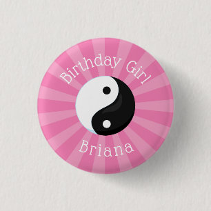 Karate Birthday Party Girl Button