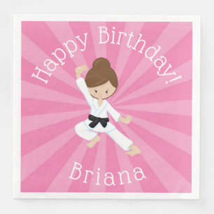 Karate Birthday Party Girl Pink Serviette