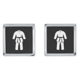 Karate Black Belt Martial Arts Manschettenknöpfe Silber