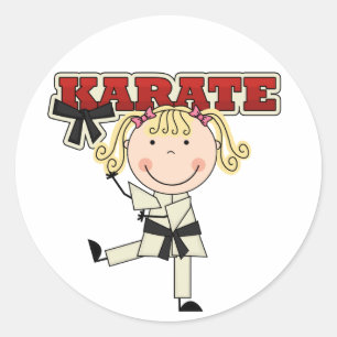 KARATE - Blond Girl T - Shirt and Gifts Runder Aufkleber