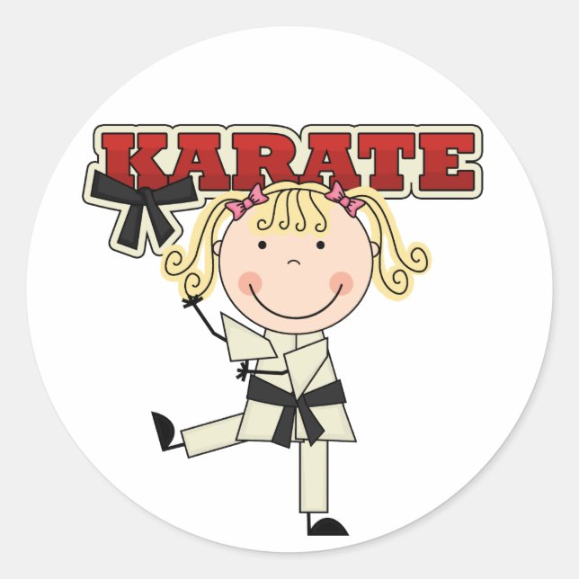 KARATE - Blond Girl T - Shirt and Gifts Runder Aufkleber (Vorderseite)