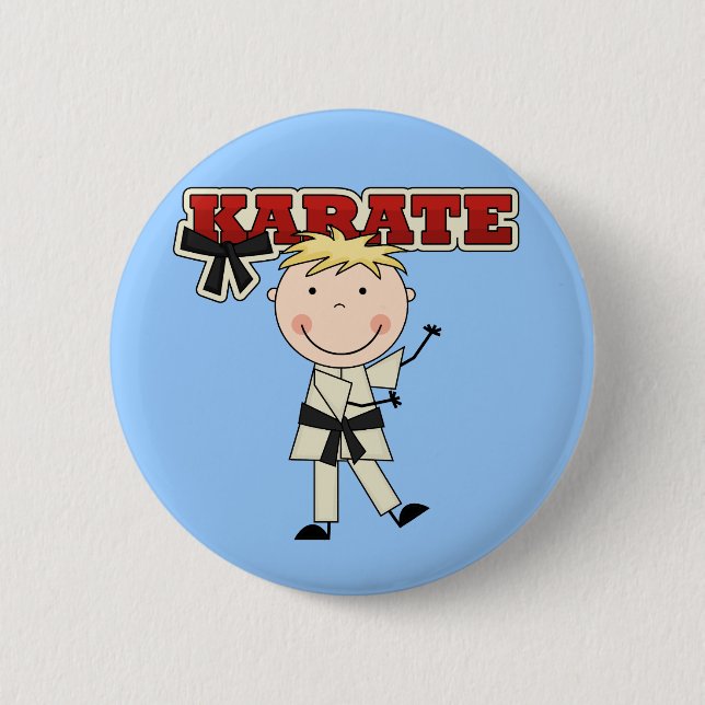 KARATE - blonde Jungen-T-Shirts und Geschenke Button (Vorderseite)