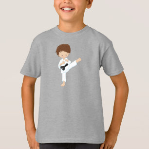 Karate Boy, Niedlicher Junge, braune Haare, schwar T-Shirt