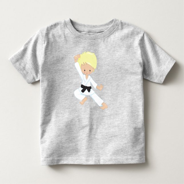 Karate Boy, Niedlicher Junge, Schwarzer Gürtel, Bl Kleinkind T-shirt (Vorderseite)