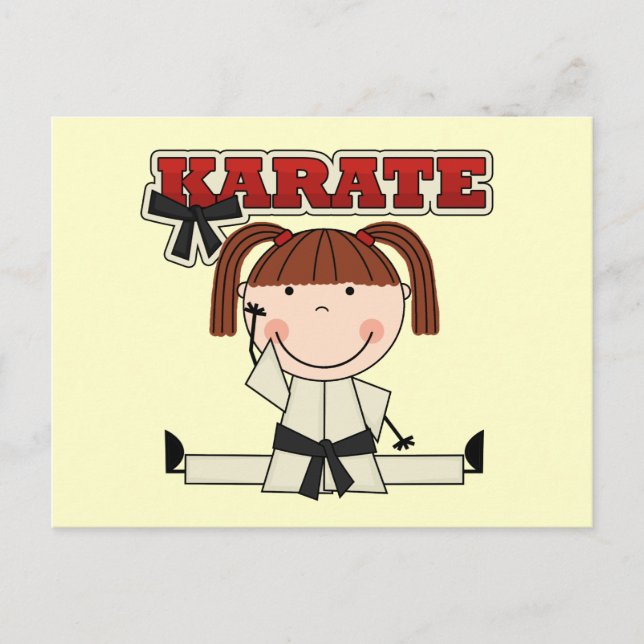 KARATE - Brünette T - Shirt und Geschenke für Mädc Postkarte (Vorderseite)