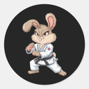Karate Bunny Martial Arts Rabbit Funny für Kinder  Runder Aufkleber