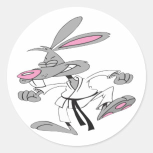 Karate-Bunny Runder Aufkleber
