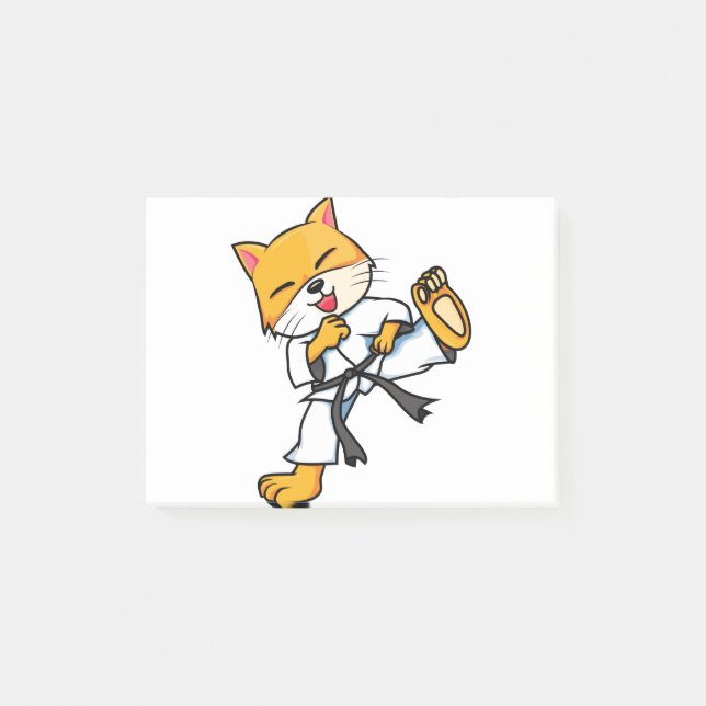 Karate Cat Cartoon Funny Post-it Klebezettel (Vorderseite)