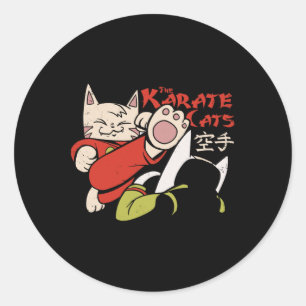 Karate Cat für Männer Frauen Kinder Runder Aufkleber