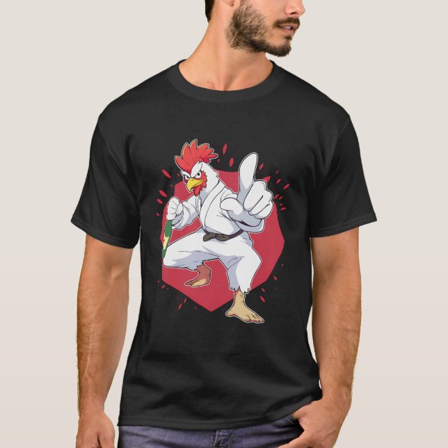 Karate Chick Chop Fighting Funny Cluck Master T-Shirt (Vorderseite)