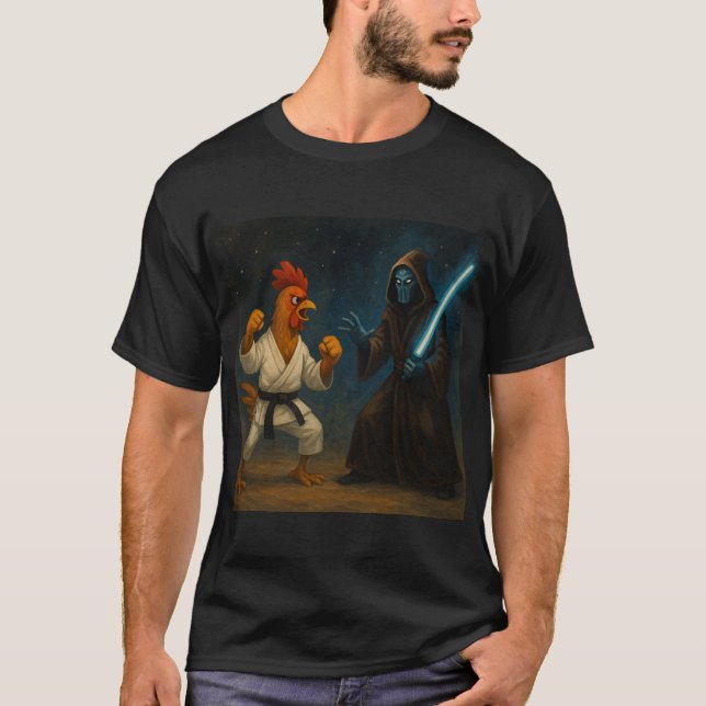 Karate Chicken VS Alien Knight T-Shirt (Vorderseite)