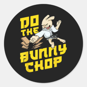 Karate Chop Action Bunny Pun Martial Arts Kinder J Runder Aufkleber