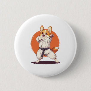 Karate Corgi - Kampfkunsthund Button
