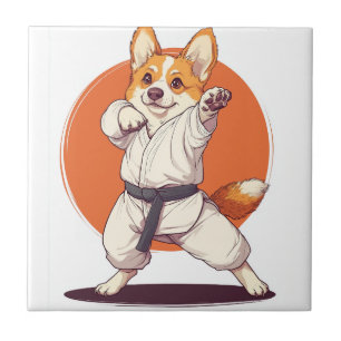 Karate Corgi � Kampfsport Hund Fliese