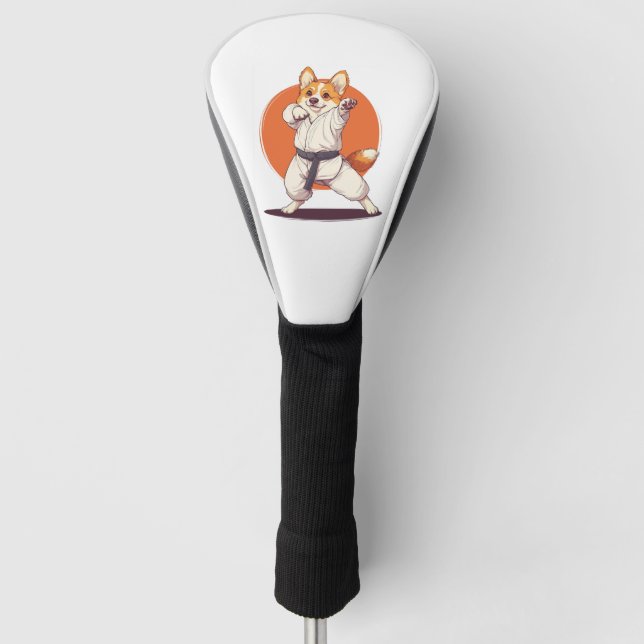 Karate Corgi � Kampfsport Hund Golf Headcover (Vorderseite)