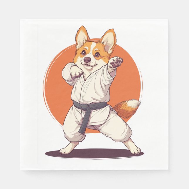 Karate Corgi � Kampfsport Hund Serviette (Vorderseite)