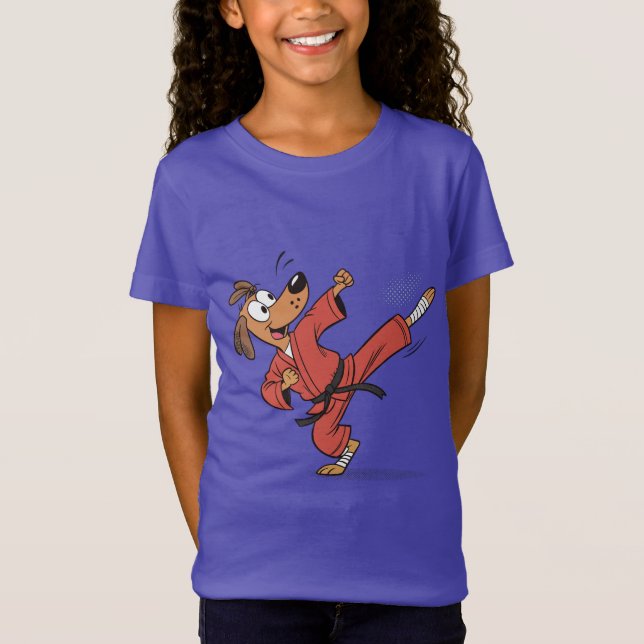 Karate Dog in Action - Funny Martial Arts Cartoon T-Shirt (Vorderseite)