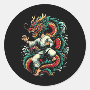 Karate-Drache Chinesisches Neujahr 2024 Jahr des Runder Aufkleber