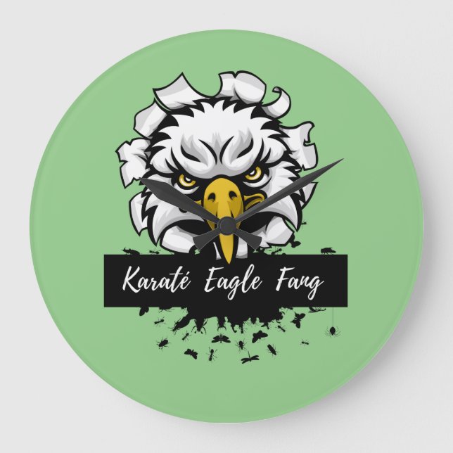 Karaté Eagle Fang T - Shirt Keramik Ornament Throw Große Wanduhr (Vorderseite)