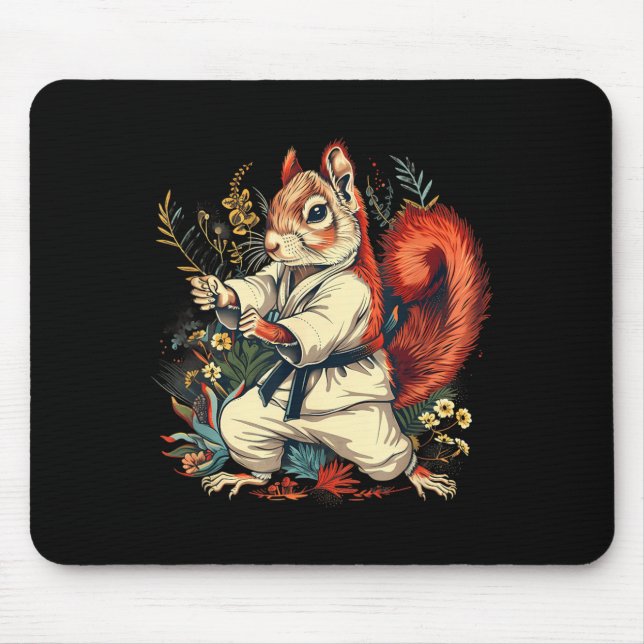 Karate Eichhörnchen Florales Kickboxen Taekwondo Mousepad (Vorne)