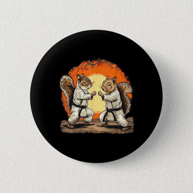 Karate Eichhörnchen Kickboxen Martial Arts Kung Fu Button (Vorderseite)