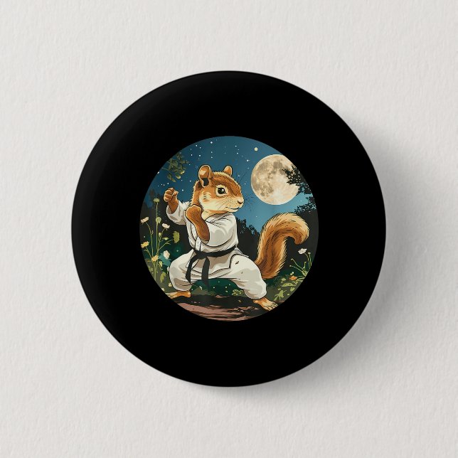 Karate Eichhörnchen Mond Taekwondo Kampfsport Button (Vorderseite)