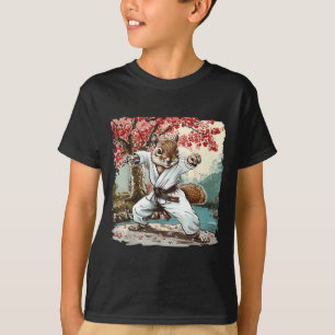 Karate Eichhörnchen Sakura Baum Jiu-Jitsu Taekwond T-Shirt