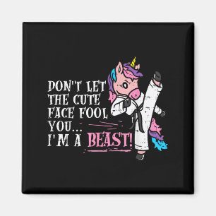 Karate Einhorn Süßes Gesicht Taekwondo Martial Art Magnet