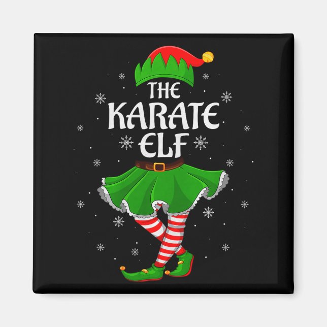 Karate Elf Christmas Family Girls Women Elf Squad  Magnet (Vorne)