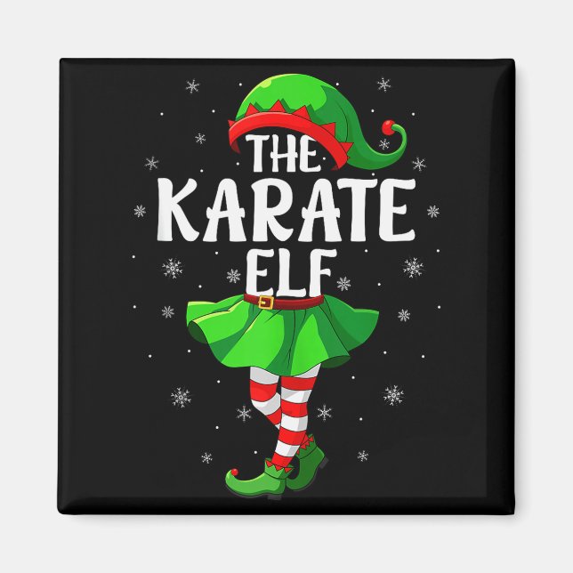 Karate Elf Christmas Girls Women Elf Squad Xmas Fa Magnet (Vorne)
