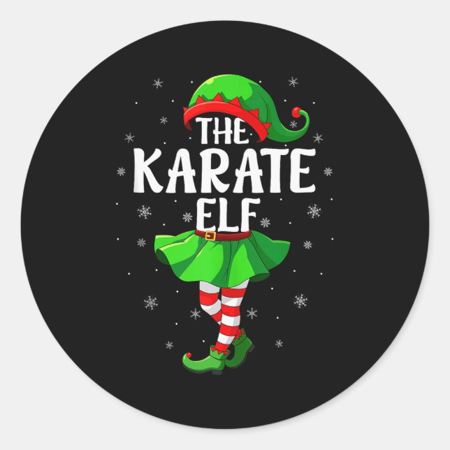 Karate Elf Christmas Girls Women Elf Squad Xmas Fa Runder Aufkleber (Vorderseite)