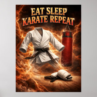 Karate-Feuer-Disziplin-Aura Poster