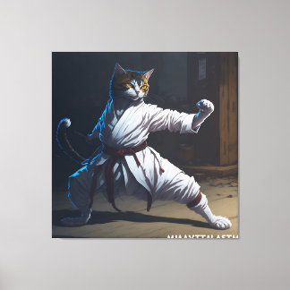 karate fighter cat leinwanddruck