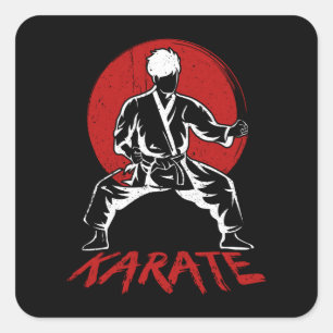 Karate Fighter Karate Pose Quadratischer Aufkleber