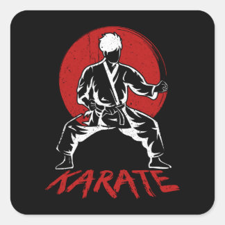 Karate Fighter Karate Pose Quadratischer Aufkleber