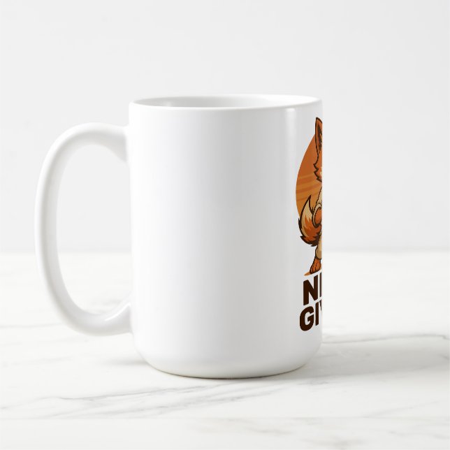 Karate Fox - Never Give Up Motivational japanese  Kaffeetasse (Links)