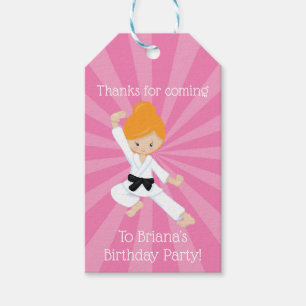 Karate Gastgeschenk Rosa Haare Gift Tags Geschenkanhänger
