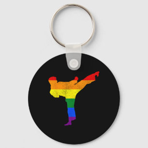 Karate Gay Pride LGBTQ Kampfsport Künstler Unterst Schlüsselanhänger