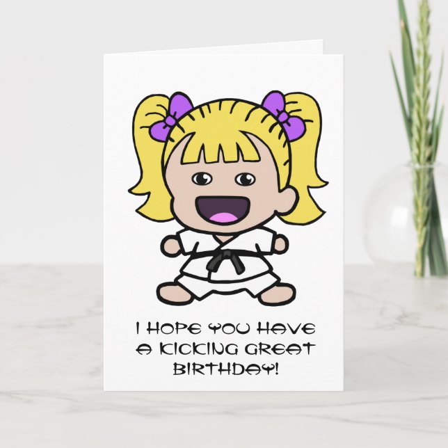 Karate-Geburtstags-Karte für Mädchen Karte (Vorderseite)