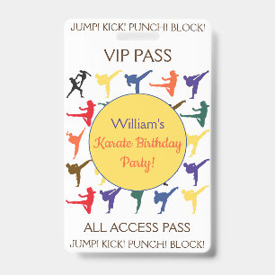 Karate-Geburtstagsfeier VIP All-Access-Pass Ausweis