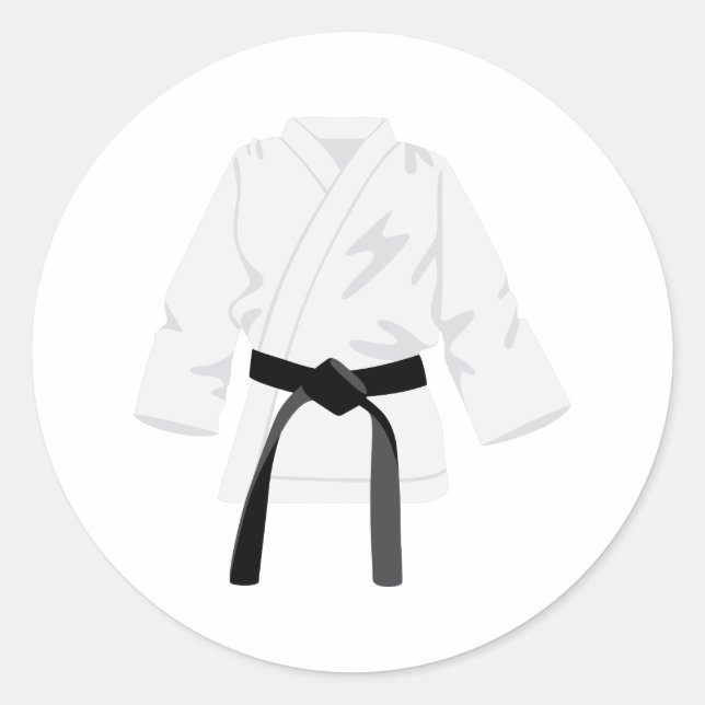 Karate Gi Black Belt Runder Aufkleber (Vorderseite)