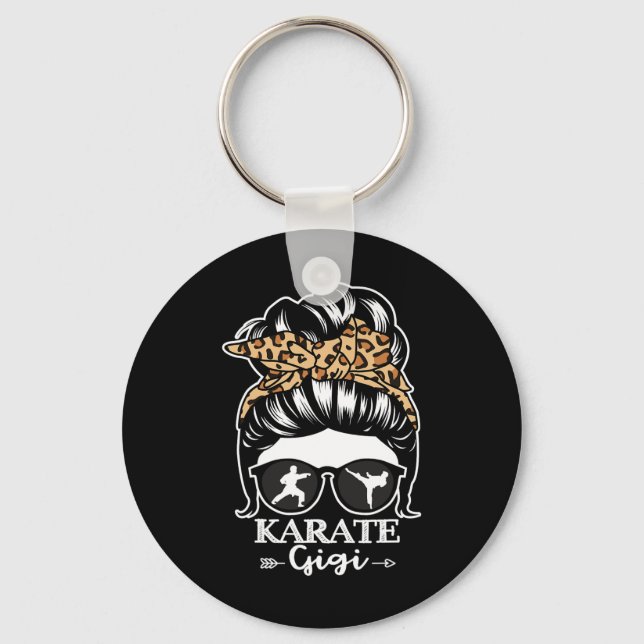 Karate Gigi Messy Bun Hair Funny Karate Fighter Gi Schlüsselanhänger (Vorderseite)