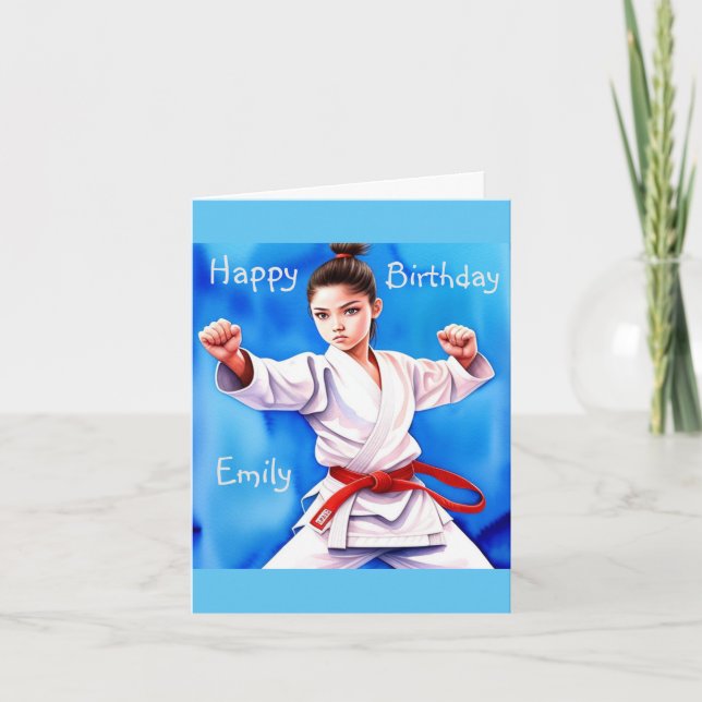 Karate Girl Birthday Karte (Vorderseite)